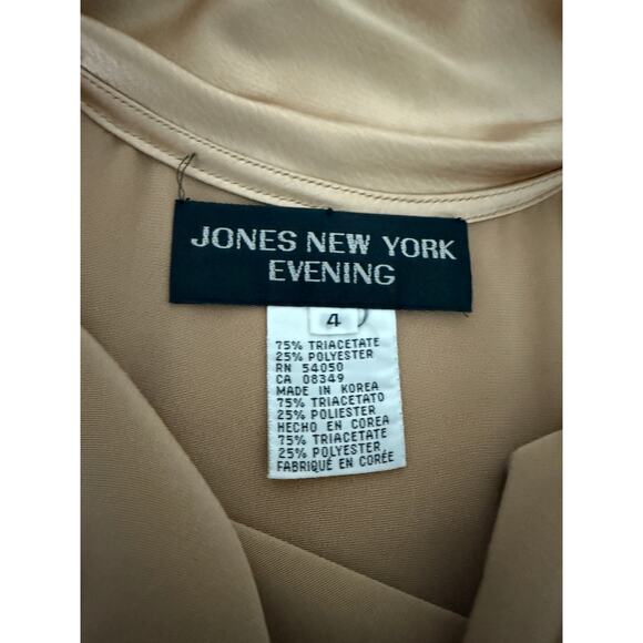 Vintage Jones New York Evening Champagne Gold Satin Bias Cut Formal Gown Dress 4 - Picture 3 of 8
